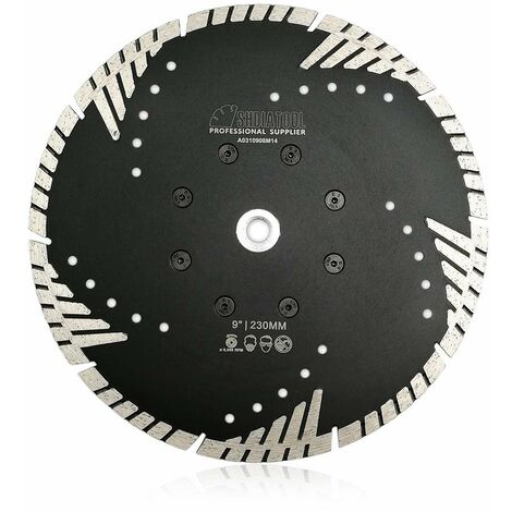 Disco de diamante ZOLGINAH de 230 mm x M14 Turbo con dientes protectores oblicuos para hormigón, ladrillo, baldosa, granito, mármol, mampostería