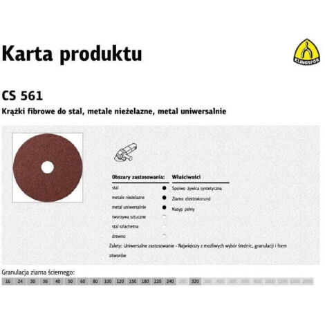 Disco de fibra CS 561 D.115mm K.16 para HO / corindón metálico KLINGSPOR (Por 25)