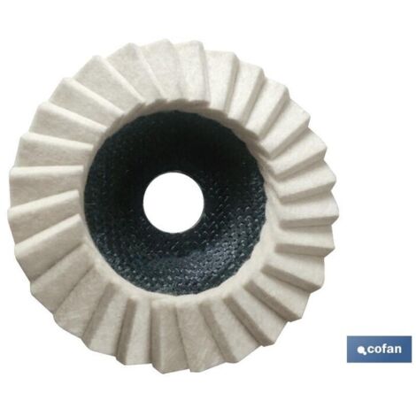 Disco de láminas de fieltro para pulir ø115 mm, ideal para acero inoxidable y aleado
