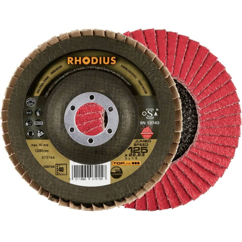 Rhodius - Discos de láminas Inox Jumbo Longlife 125X22.23 GR.80 - 208742