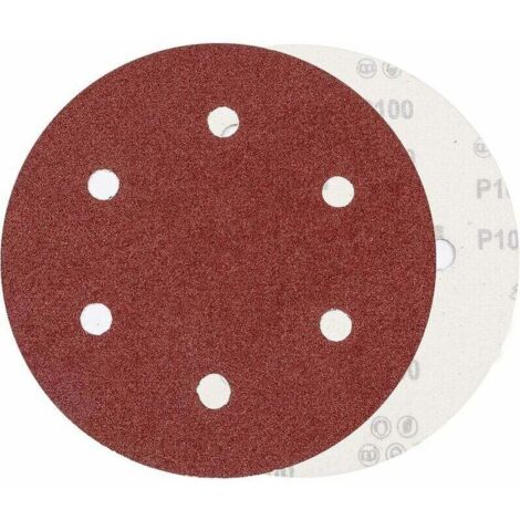 Disco de lija de 225 mm, grano P100, 6 agujeros, con velcro, 10 discos de lija redondos para lijadora de paneles de yeso, lijadora de jirafa y lijadora de pared.