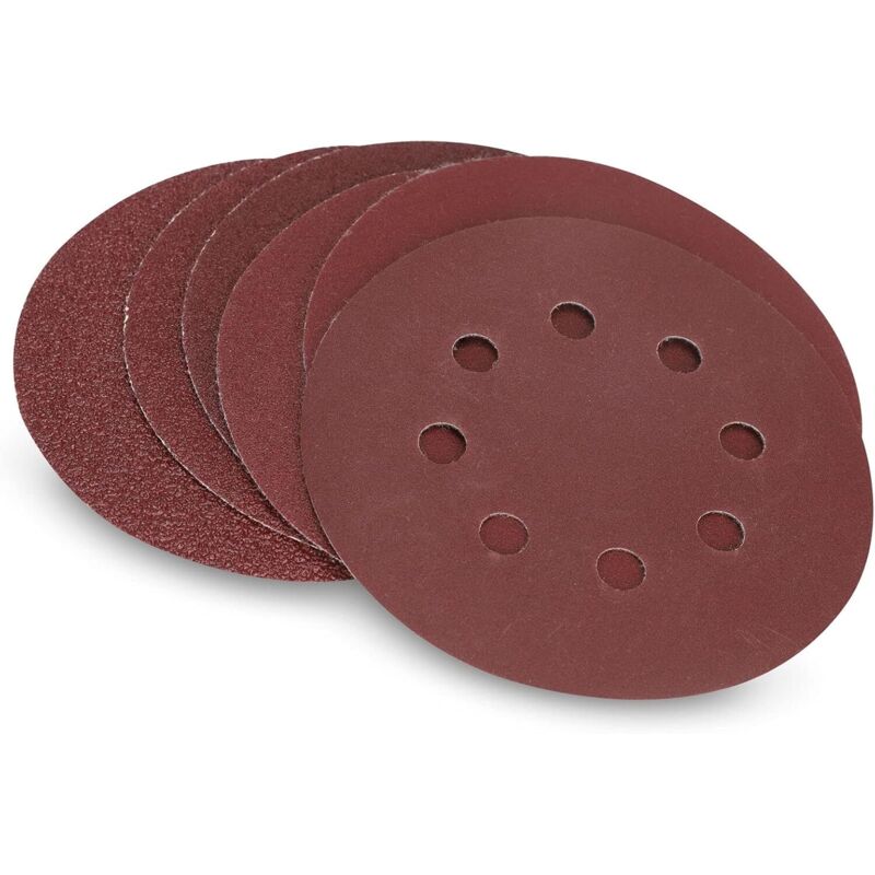 Disco de lija de papel de lija, 60 piezas, discos de lijado de 125 mm para lijadora circular, papel de lija de grano, P40/P60/P80/P120/P180/P240, 8