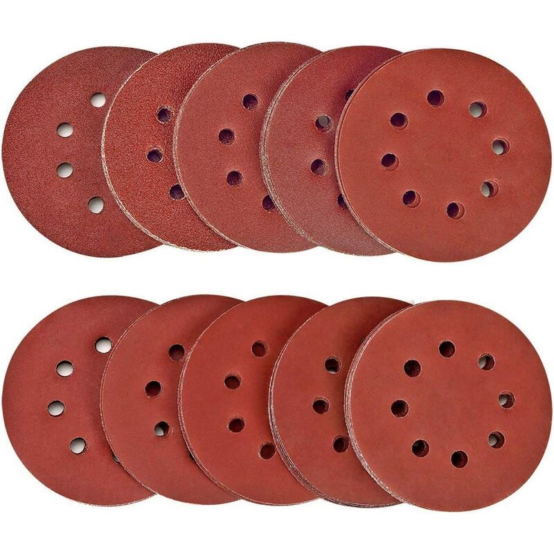 

Disco de lijado 100 piezas Discos abrasivos SPTA 40/80/120/180/320/400/600/800/1500/2000 Grano 125 mm Tamaño ideal para lijar / pulir / oxidar