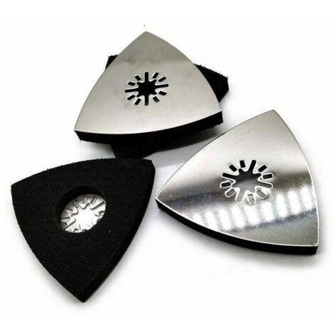 Disco de lijado triangular con placa abrasiva para herramientas multifunción (3 unidades)