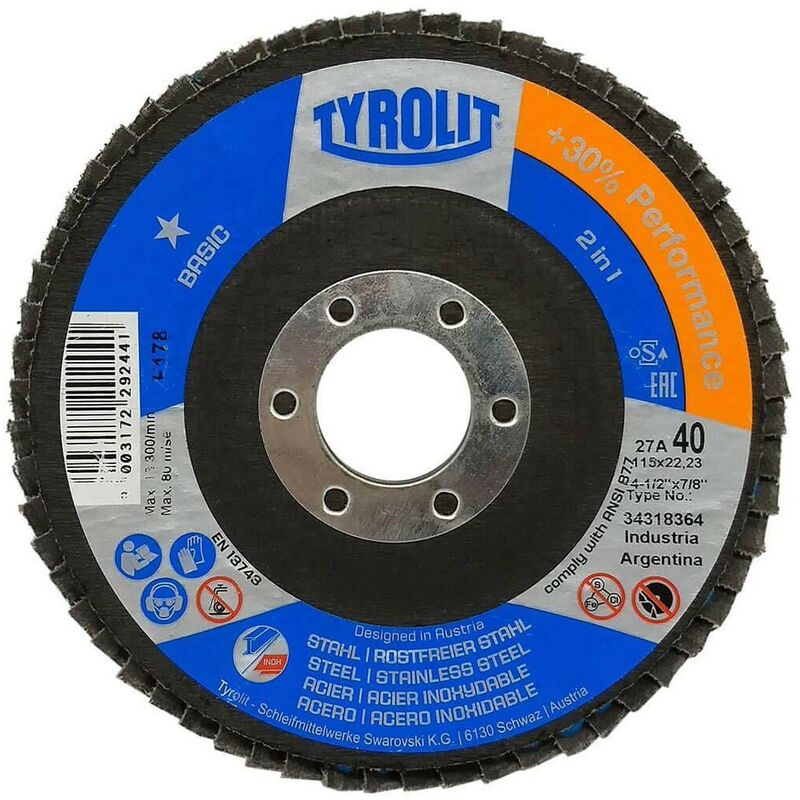 

TYROLIT Disco de láminas 27cla 115x22,23 za40q-b tyrolit