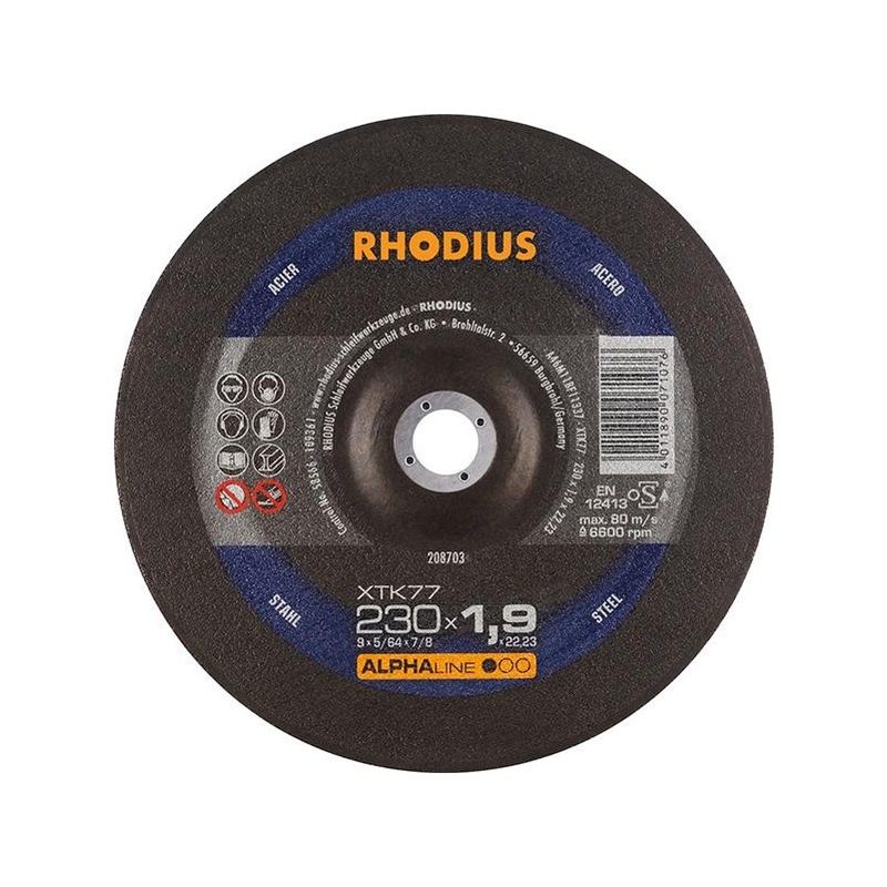 Rhodius - Disco de corte XTK77 230 x 1,9mm acodado