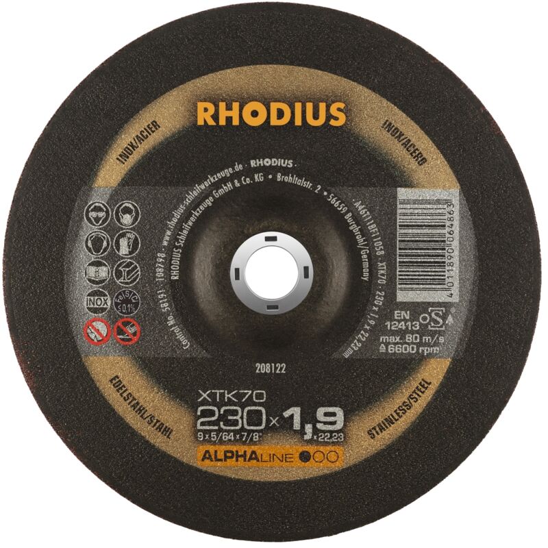 Disco De Corte Xtk70 230 x 1,9Mm Acodado Rhodius