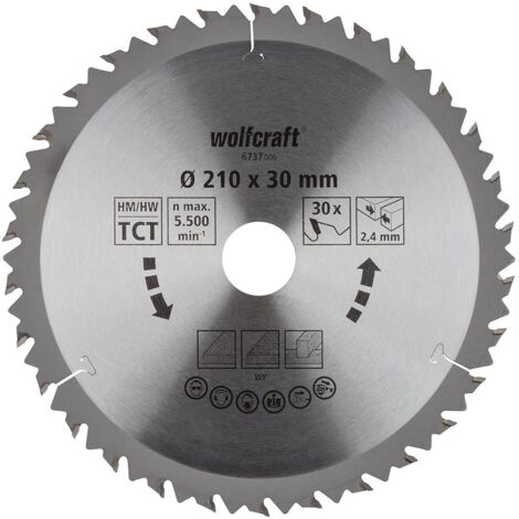 Disco de sierra circular ct, 30 dientes ø210mm 6737000 wolfcraft