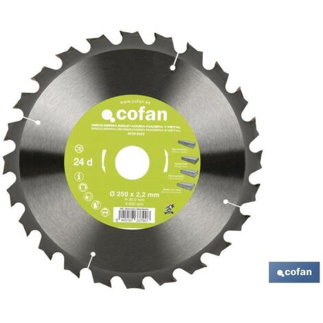 disco de sierra ingletadora para madera/metal ø250 x 2,2 x 30 mm, 24 dientes