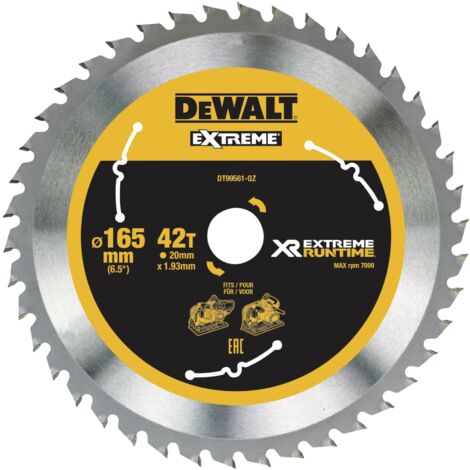 BANYO DT99561-QZ - Disco de Sierra XR EXTREME RUNTIME 165mm x 20mm 42D