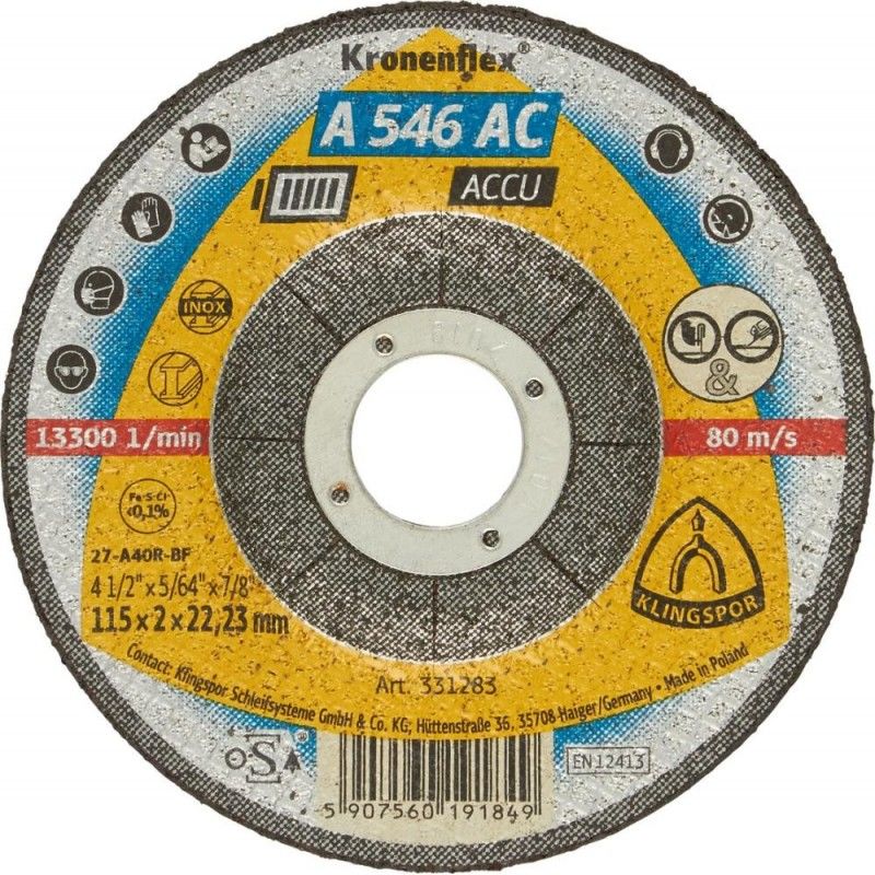 

Disco de corte A 546 AC 125 x 2,0mm Klingspor