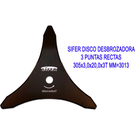 Disco Decespugliatore Sifer 3 Punte Dritte 305 mm 3,0 mm 20 mm 3T MM3013