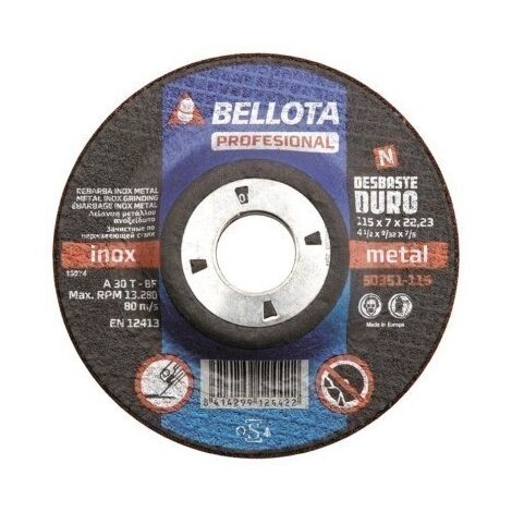 Disco Desbaste Metal 115X7X22 Mm Bellota