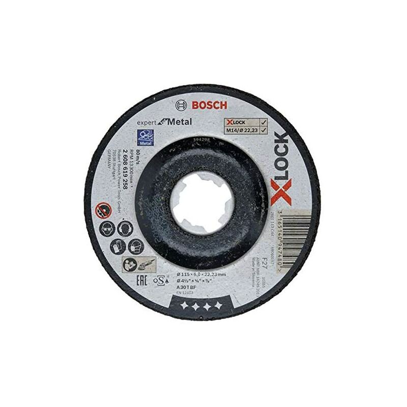 

Professional Expert - Disco de desbaste acodado (para metales, X-LOCK, Ø115 mm, diámetro del orificio: 22,23 mm, grosor:6 mm) - Bosch