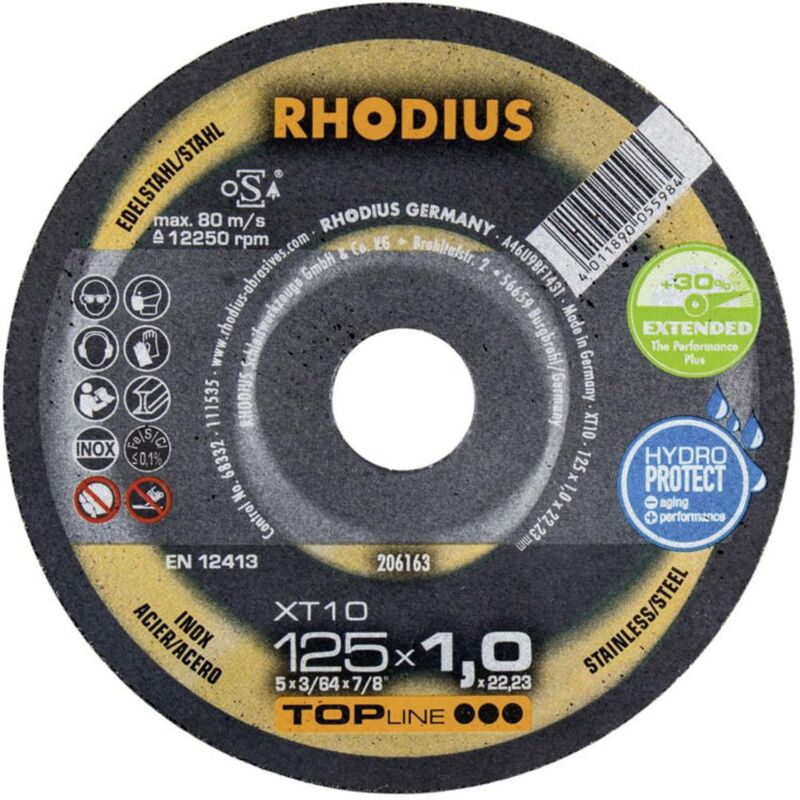 Image of Rhodius - XT10 206162 Disco di taglio dritto 115 mm 1 pz. Acciaio inox, Acciaio