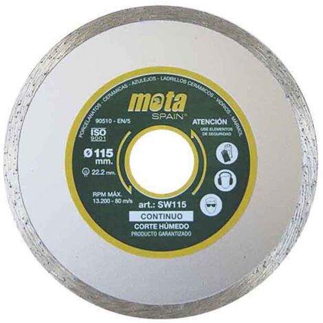 Disco diamantado liso corte humedo ø115mm clp18 sw115 mota