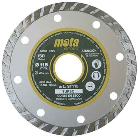 Disco Diamantado Turbo Acero 115mm Corte Seco Agujero22.23mm 13200Rpm Granito Ladrillo Mosaico Baldosas Mota