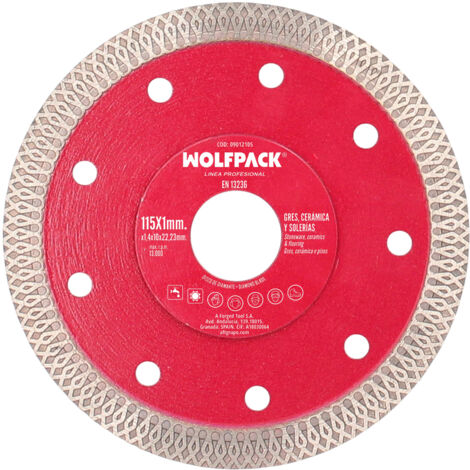 Disco diamantato Ø 115 mm. Porcellana, Gres, Ceramica, Pavimenti. Segmento da 10 mm.
