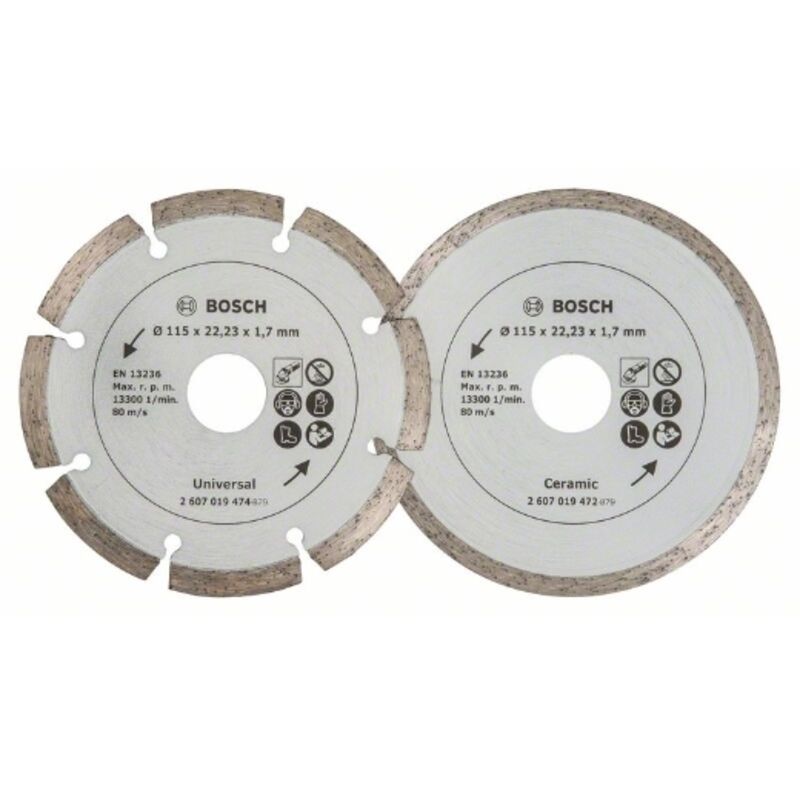 Bosch 2607019478 - Confezione de 2 dischi de diamante per piastrelle e materiali da costruzione (diametro de 115 mm)