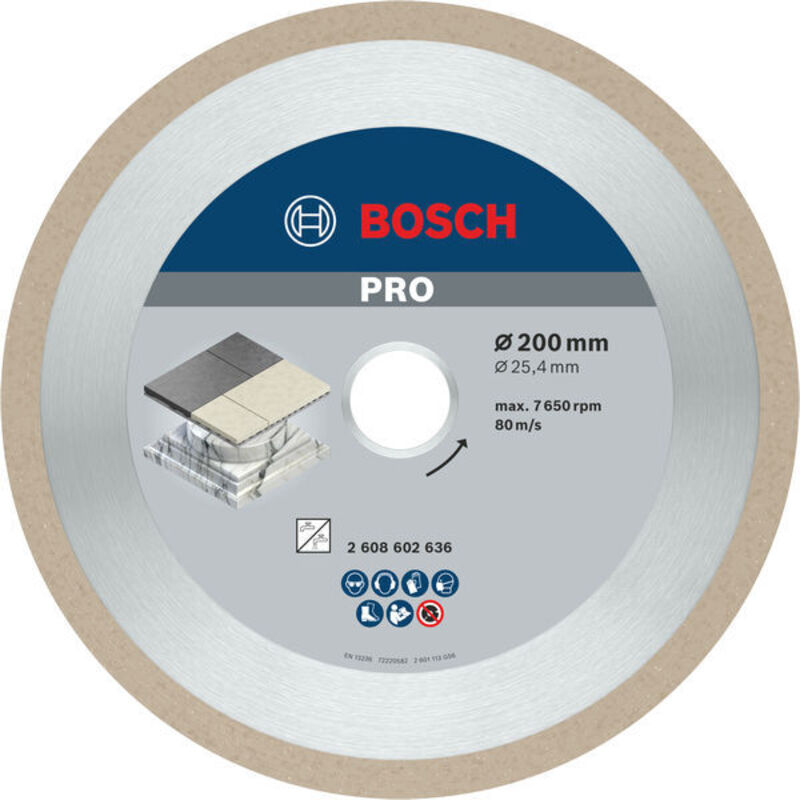2 608 602 636 - Disco de taglio de diamante Best per Ceramic - 200 x 25,40 x 2,2 x 10 mm (confezione de 1) - Bosch