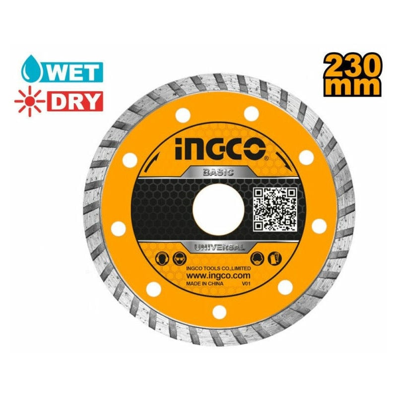 Image of Disco diamantato turbo corona continua per flex smerigliatrice ø 230 mm Ingco