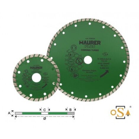 DISCO DIAMANTATO CORONA TURBO 230MM MAURER PLUS - CF. BLISTER (EX 86739)