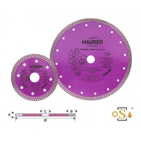 DISCO DIAMANTATO CORONA TURBO/S 230MM MAURER PLUS -CF.BLISTER (EX 91763)