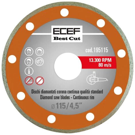 Disco diamantato idoneo per ceramica con corona continua liscia