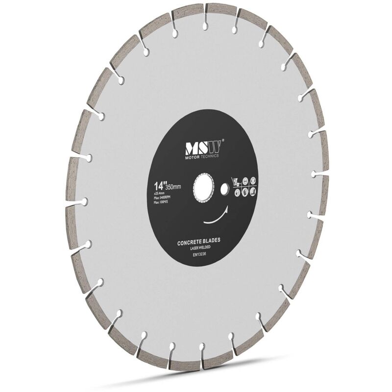 Image of MSW - Disco Diamantato Per Sega Circolare Lama Taglio Cemento Piastrelle Mattoni 350mm