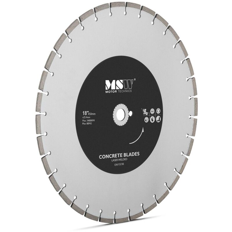 Image of MSW - Disco Diamantato Per Sega Circolare Lama Taglio Cemento Piastrelle Mattoni 450mm