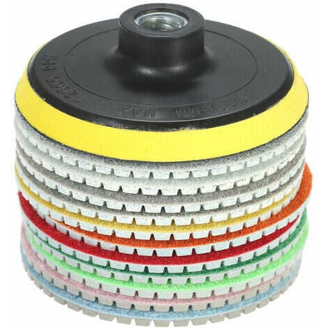 DK Disco diamantato per smerigliatrice 11 pezzi Disco diamantato da 4 pollici per lucidatura a umido Disco abrasivo + 1 platorello di supporto per granito marmo pietra ceramica piastrelle cemento,