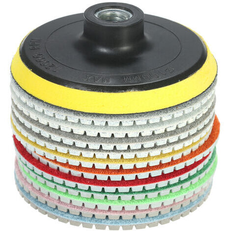 DK Disco diamantato per smerigliatrice 11 pezzi Disco diamantato da 4 pollici per lucidatura a umido Disco abrasivo + 1 platorello di supporto per granito marmo pietra ceramica piastrelle cemento,