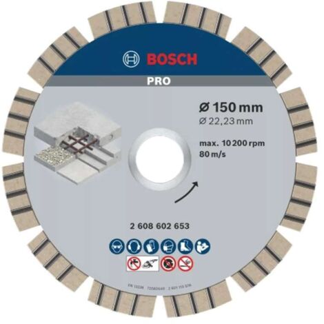 Disco diamantato PRO per taglio cemento, 150 x 22,23 mm