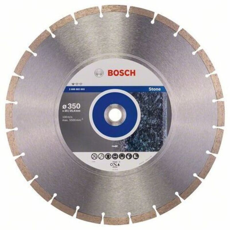 Bosch Professional 1 x lama diamantata deStandard per pietra, per calcestruzzo, pietra, granito, Ø 350 x 20/25,40 x 3,1 x 10 mm, Accessori per seghe