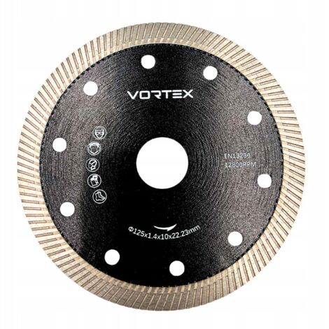 DISCO DIAMANTATO TURBO PER IL TAGLIO DI GRES PIETRA E GRANITO 125 MM VORTEX