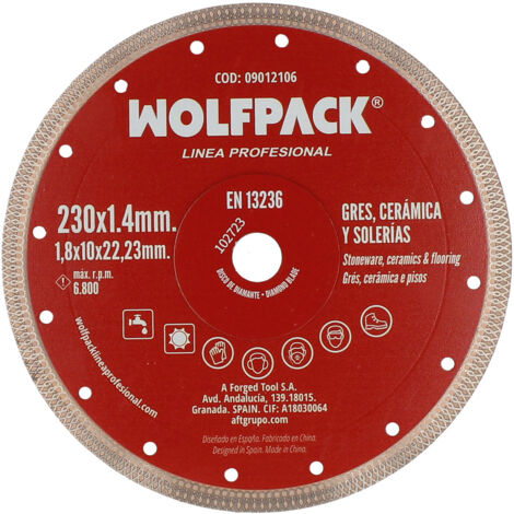 Disco diamantato wolfpack linea profesional 230 mm argento