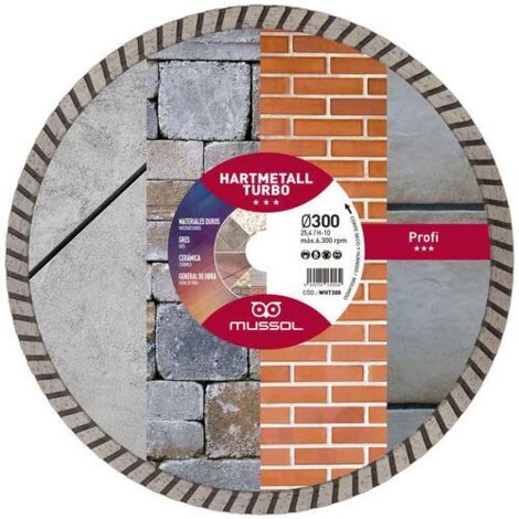 Disco diamante hartmetall turbo 300mm eje 25.4mm MUSSOL