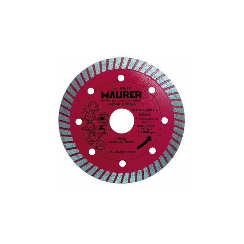

Disco diamante gres, ceramica, marmol 115 mm. - Maurer