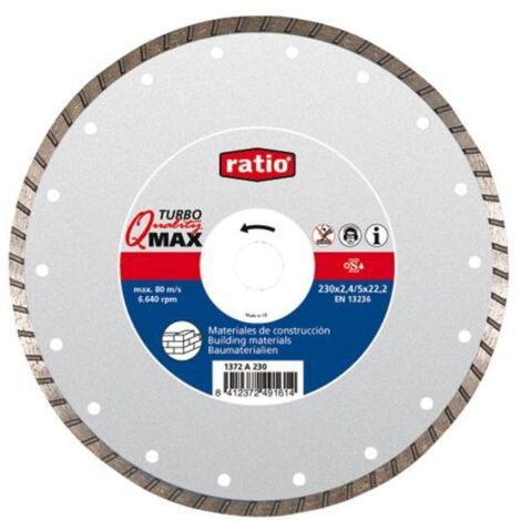 Disco diamante Quality max turbo Ratio - talla 115 x 2,2 x 22,2 mm.