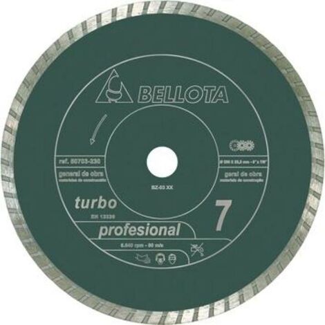 Disco Diamante Turbo Bellota 50703-115x22.2x7.0mm Pro7 Seco G. Obra