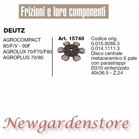 Disco ferodo frizione 15748 trattore DEUTZ Agrocompact 80 Agrolux Agroplus 41x36