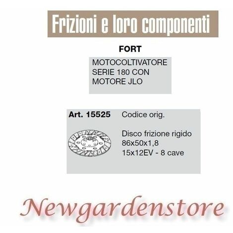 Disco frizione 15525 motocoltivatore serie 180 motore JLO FORT compatibile 8cave