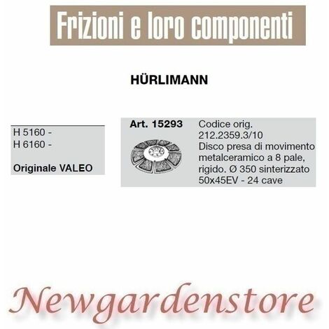 Disco frizione 24 cave trattore HURLIMANN VALEO H5160 H6160 15293 50x45 8 pale
