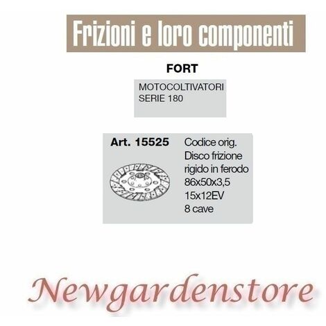 Disco frizione motocoltivatore serie 180 FORT 15525 compatibile 15x12EV 8 cave
