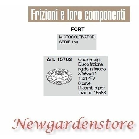 Disco frizione motocoltivatore serie 180 FORT 15763 compatibile 15x12EV 8 cave