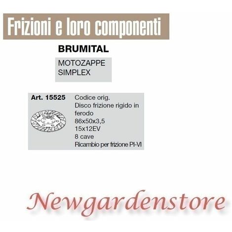 Disco frizione rigido ferodo 15x12EV motozappa simplex BRUMITAL 15525