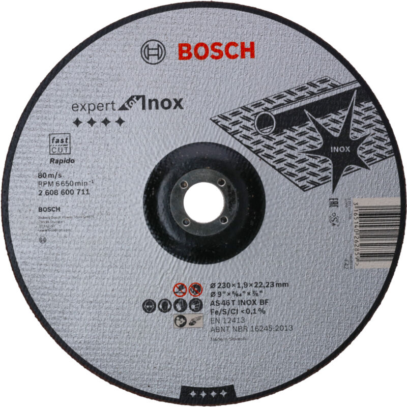 

BOSCH 2608600711 Disco corte Expert Inox - Rapido AS 46 T INOX BF, 230, 1,9