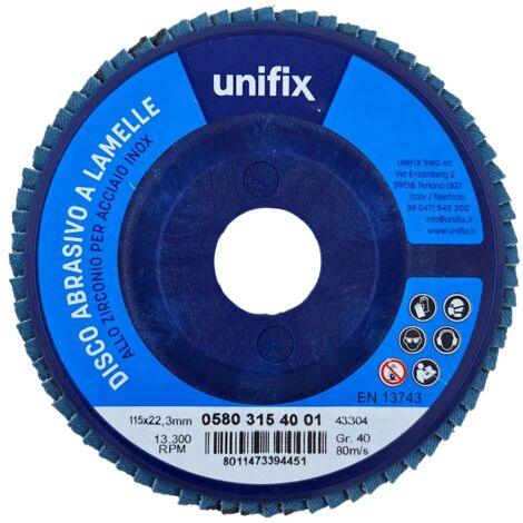 Disco lamellare abrasivo allo zirconio Ø 115 x 22 mm misura Ø 115 x 22 grana 120 - confezione 1