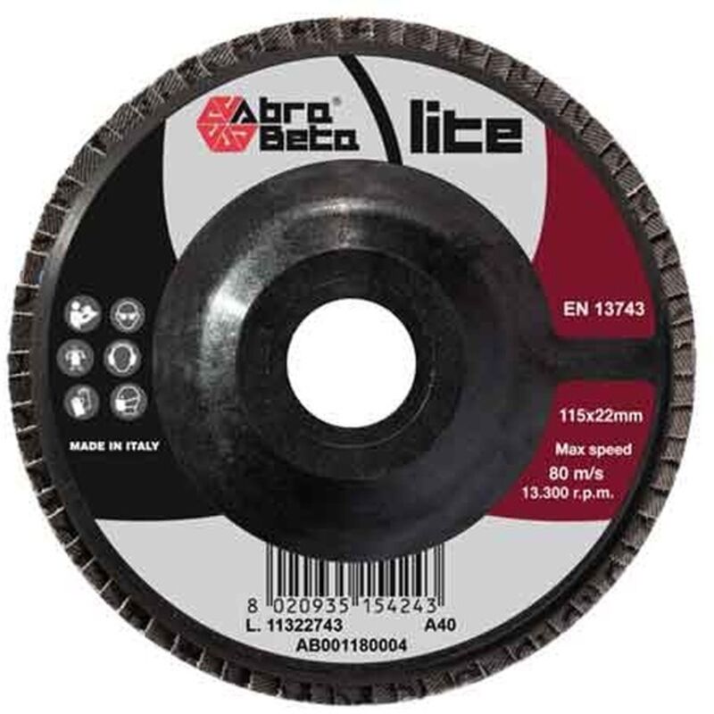 DISCO LAMELLARE AL CORINDONE 'LITE' ABRA BETA Ø 115x22 mm - grana 80 Q.TA 10
