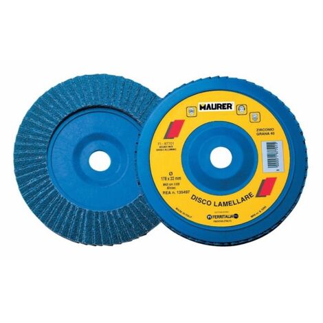 Disco Lamellare  al Zirconio  115 mm Grana 40 Maurer per Acciaio Inox, Metalli 5 pz